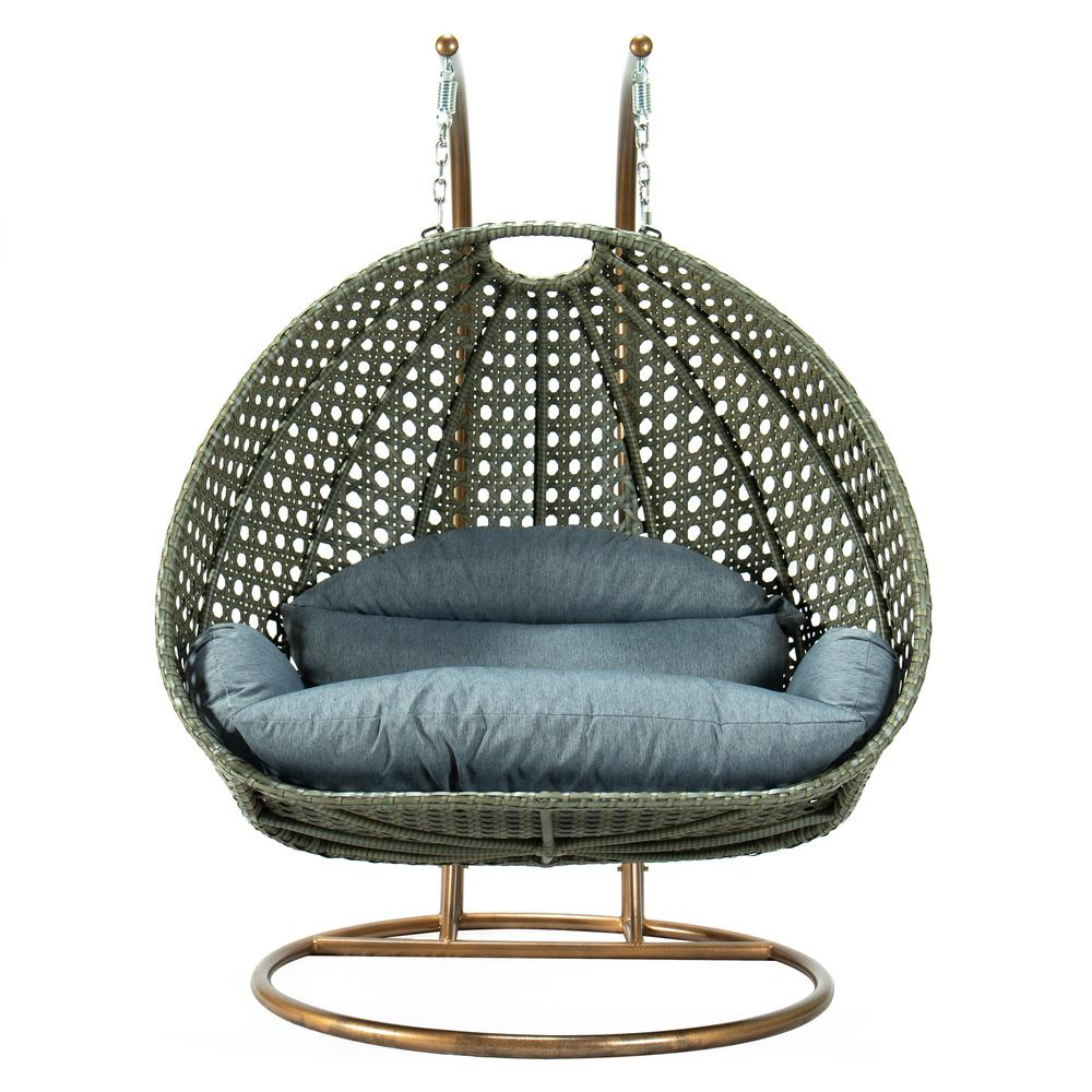 Beige Wicker Hanging 2 person Egg Swing Chair