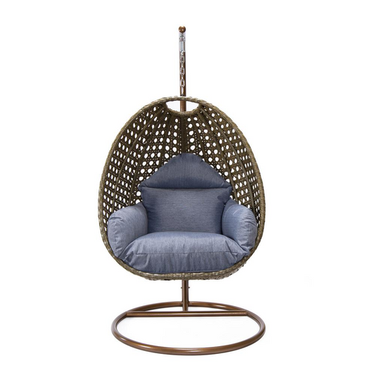 Beige Wicker Hanging Egg Swing Chair