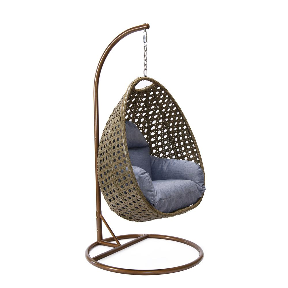 Beige Wicker Hanging Egg Swing Chair