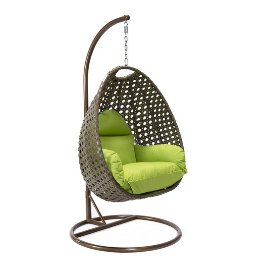 Beige Wicker Hanging Egg Swing Chair