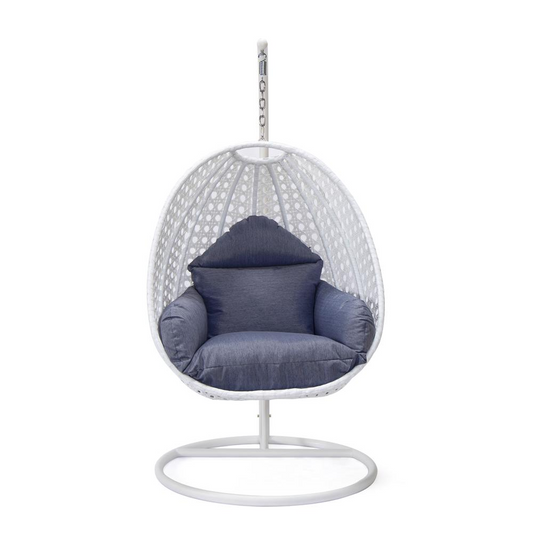 White Wicker Hanging Egg Swing Chair