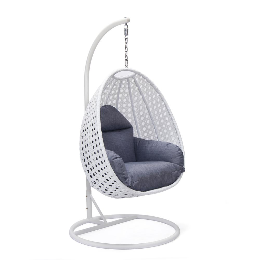 White Wicker Hanging Egg Swing Chair