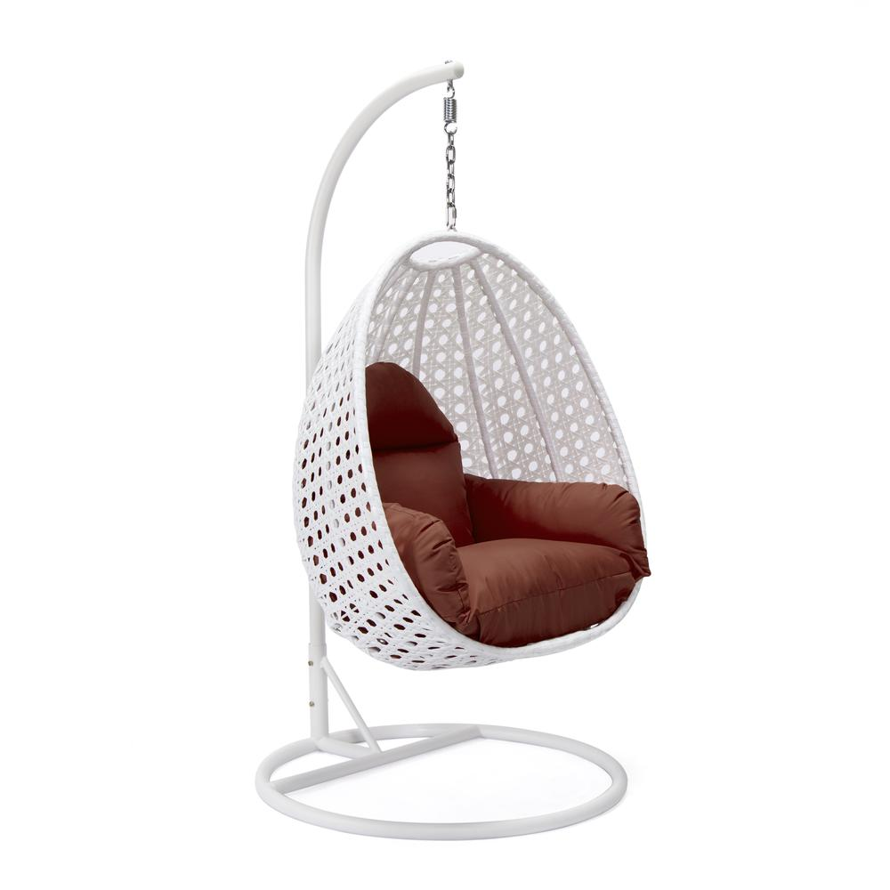 White Wicker Hanging Egg Swing Chair