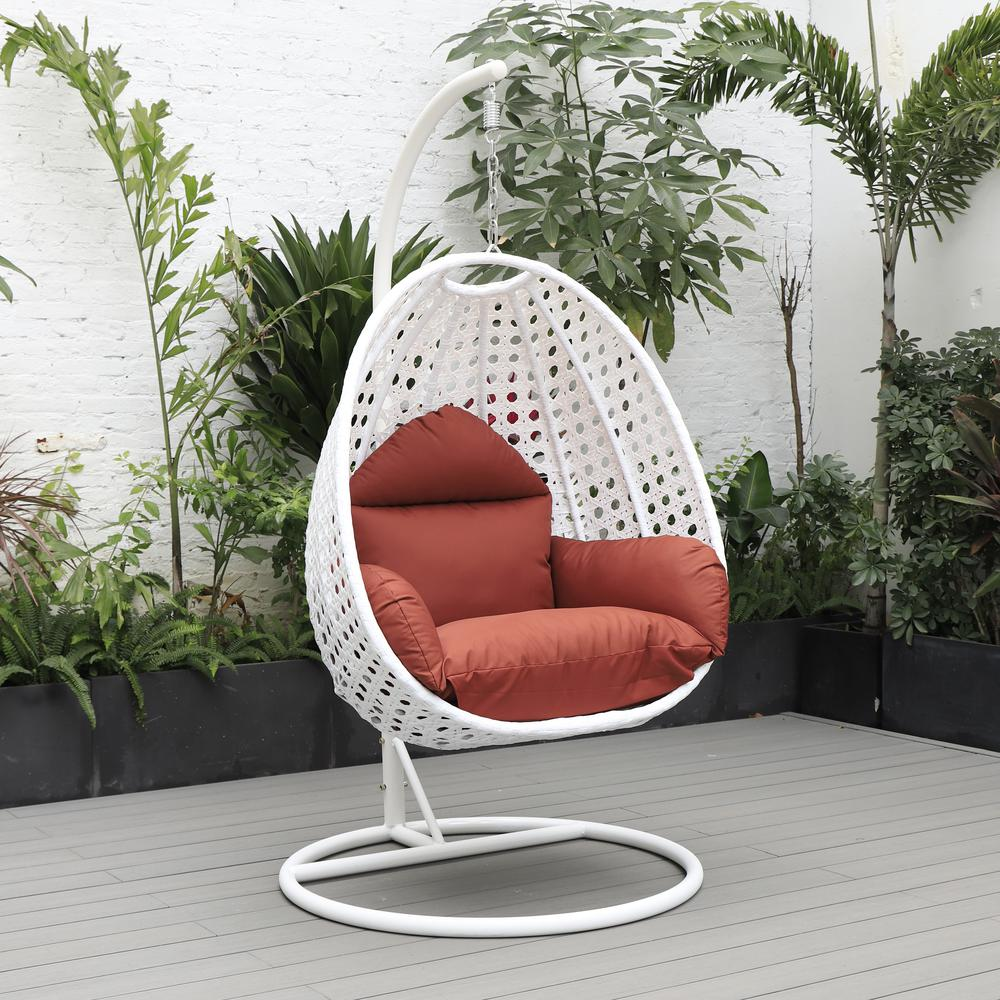 White Wicker Hanging Egg Swing Chair