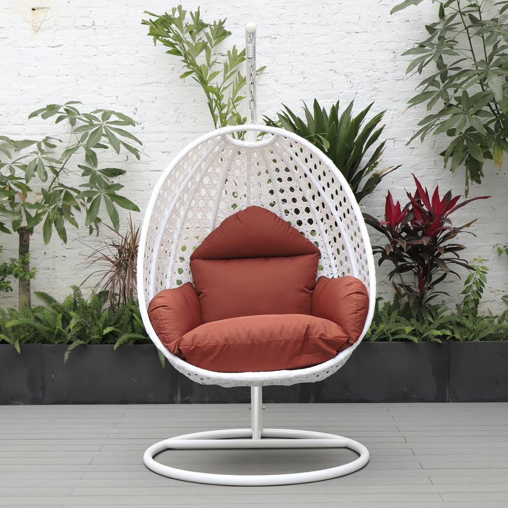 White Wicker Hanging Egg Swing Chair