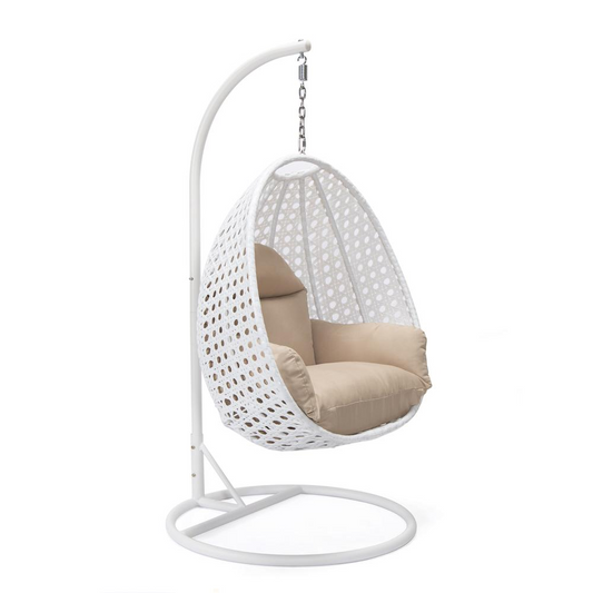 White Wicker Hanging Egg Swing Chair