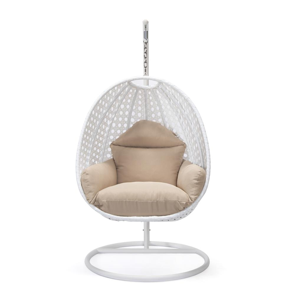 White Wicker Hanging Egg Swing Chair