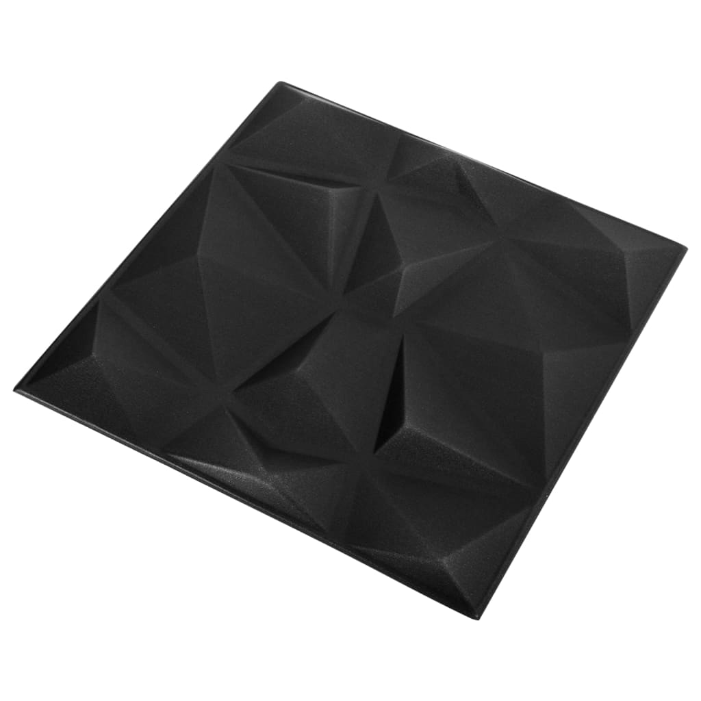 vidaXL 3D Wall Panels 48 pcs 19.7"x19.7" Diamond Black 129.2 ft²