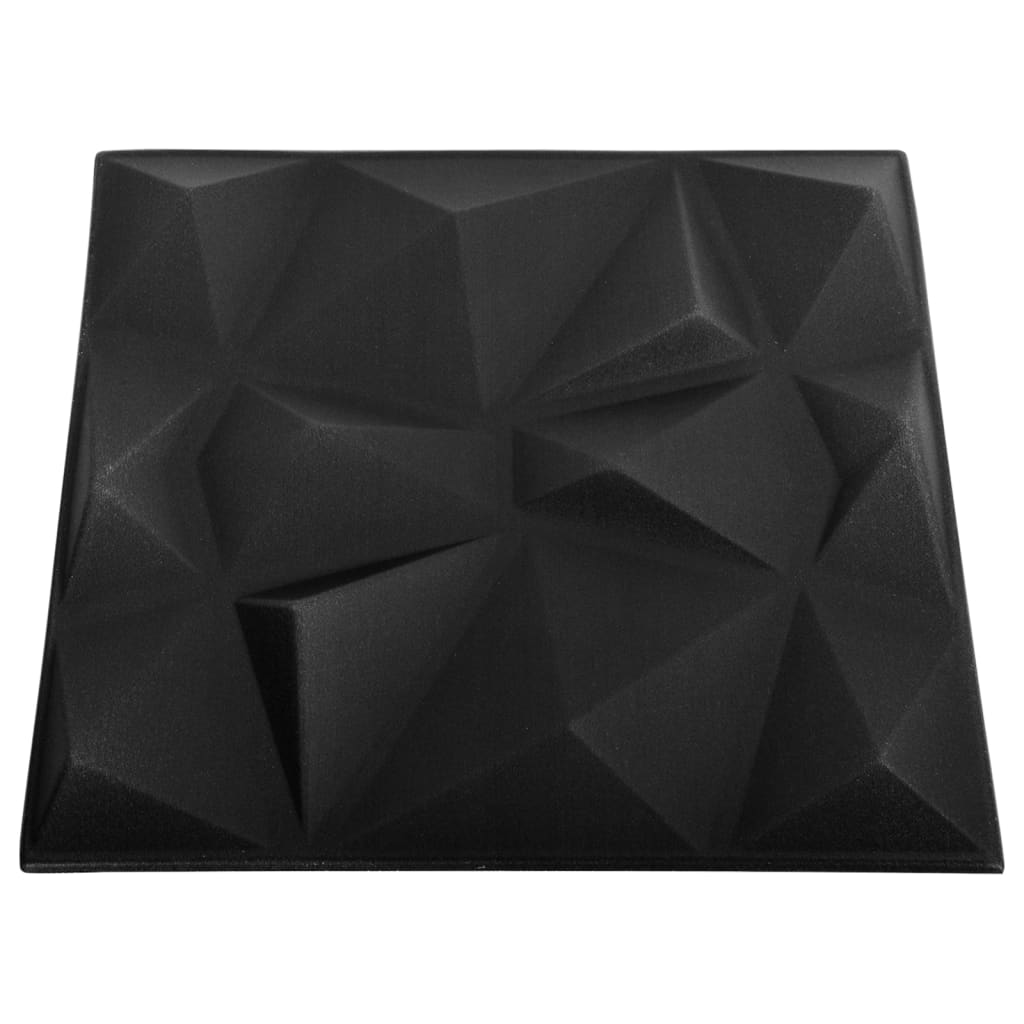 vidaXL 3D Wall Panels 48 pcs 19.7"x19.7" Diamond Black 129.2 ft²