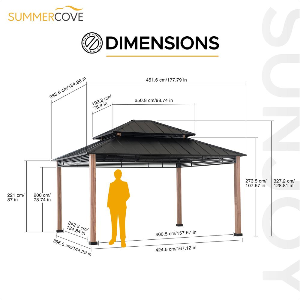 Roberts Outdoor Patio Steel Frame Hardtop Gazebo with 2-Tier  Steel Roof