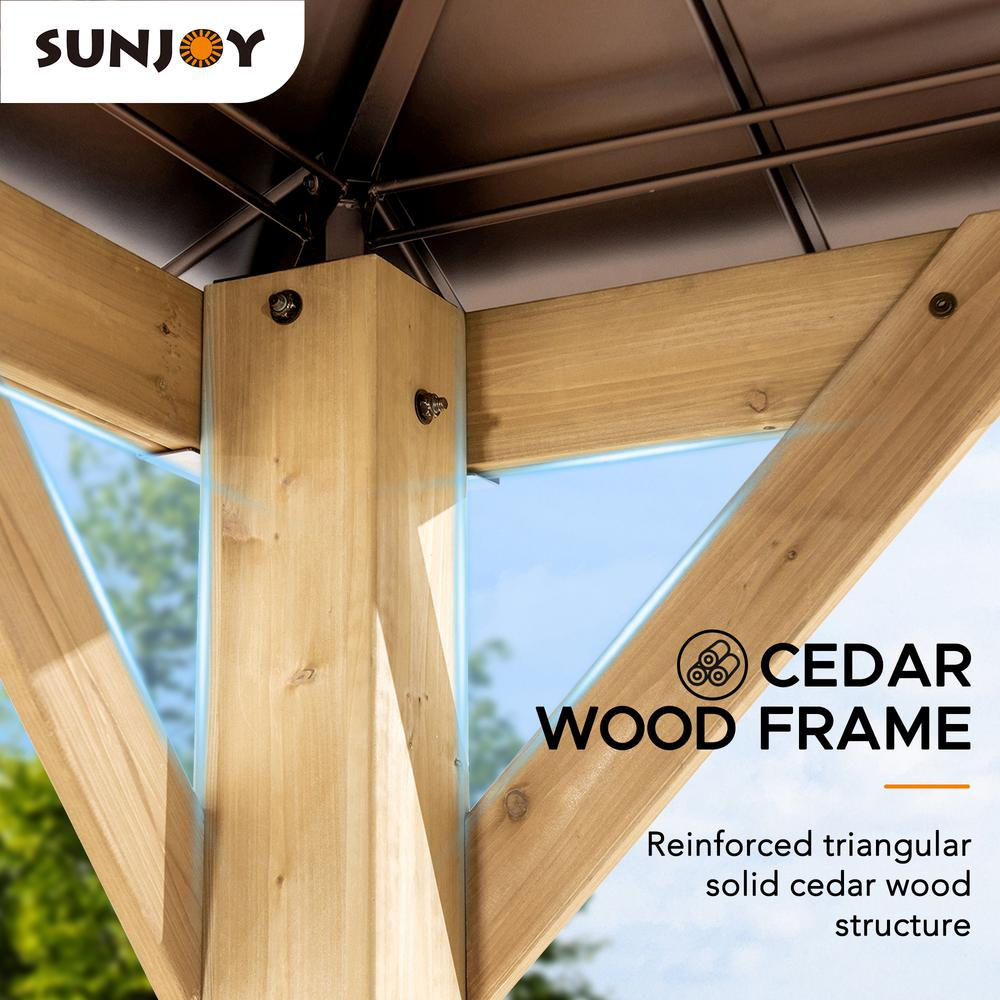 Outdoor Patio Cedar Framed Gazebo with Steel and Polycarbonate Hip Roof Hardtop