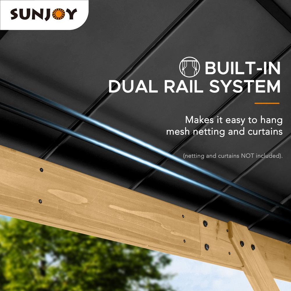 Sunjoy 11 x 11ft Patio Cedar Framed Gazebo with Steel Roof Hardtop