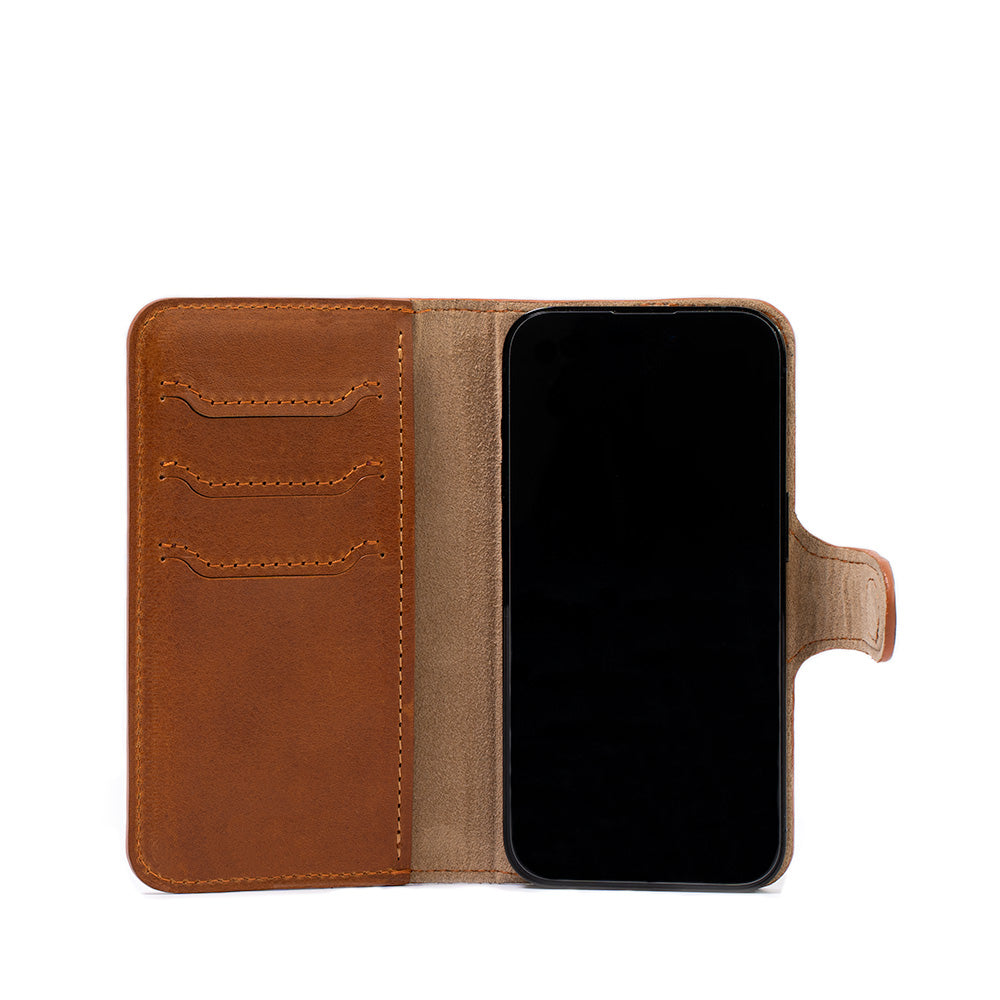 iPhone 15 Series Full-Grain Leather Folio Case Wallet with MagSafe - Classic 4.0