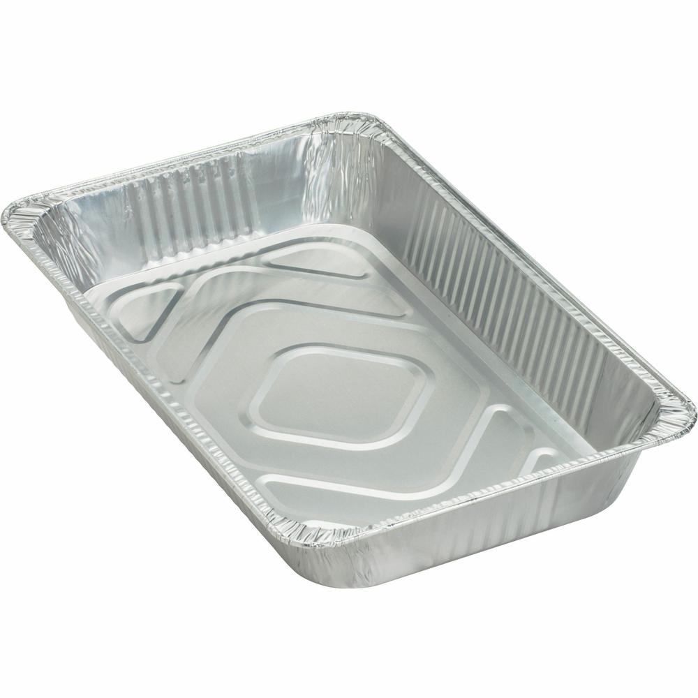 Genuine Joe Full-size Disposable Aluminum Pan - Cooking, Serving - Disposable - Silver - Aluminum Body - 50 / Carton