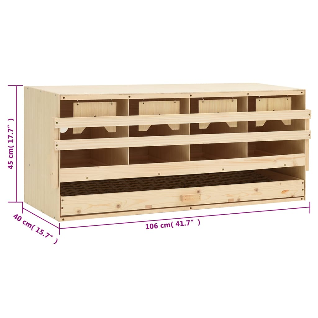 vidaXL Chicken Laying Nest 4 Compartments 41.7"x15.7"x17.7" Solid Pine Wood