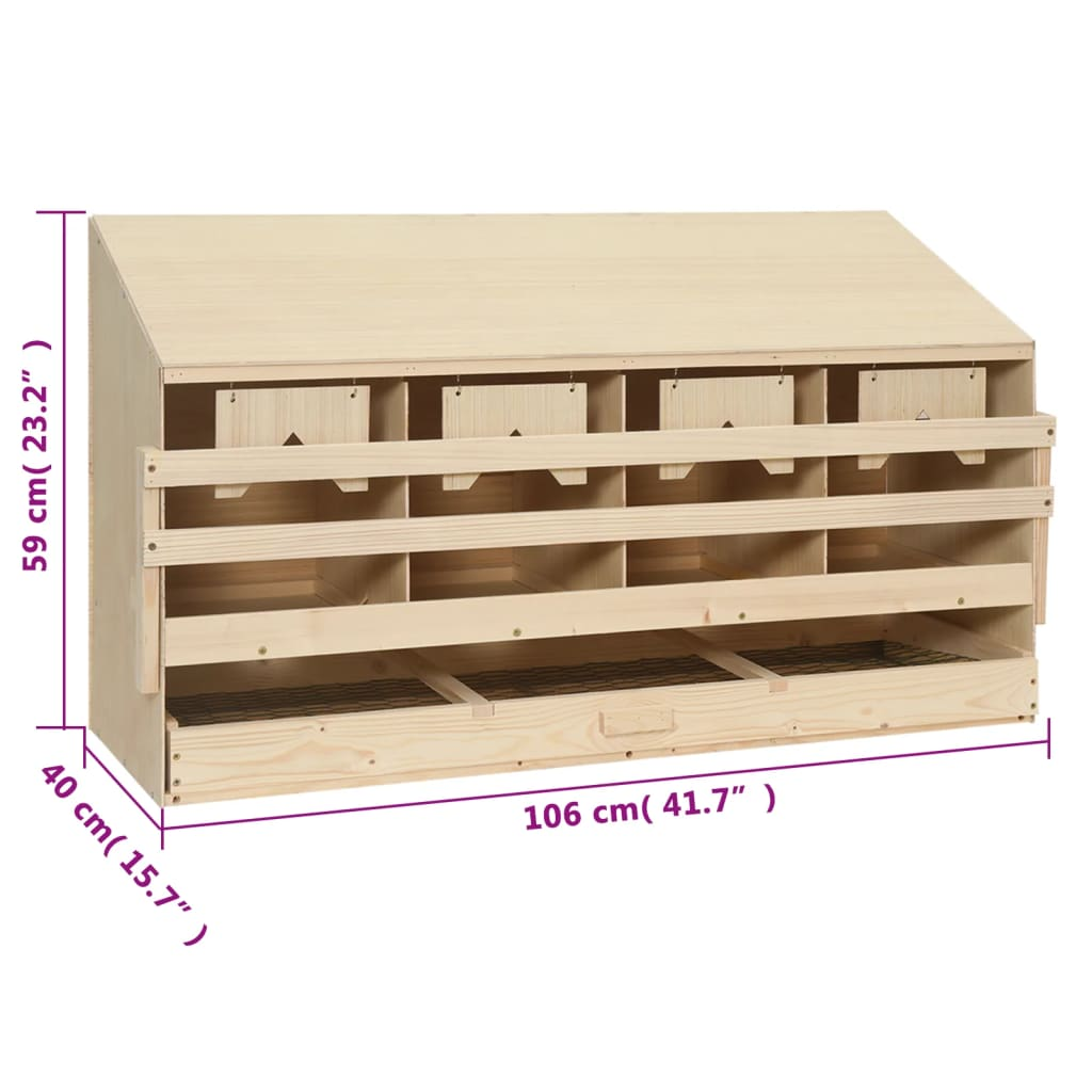 vidaXL Chicken Laying Nest 4 Compartments 41.7"x15.7"x23.2" Solid Pine Wood