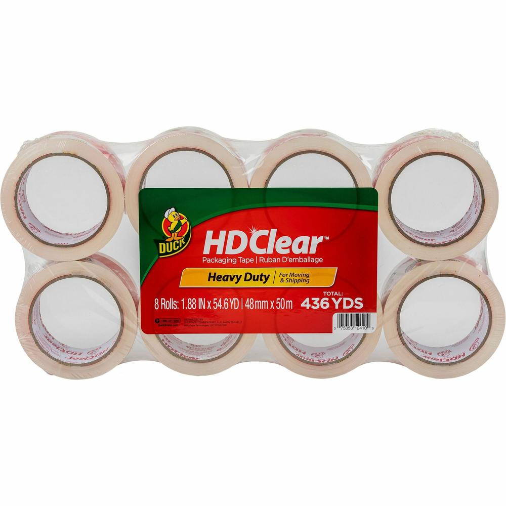 Duck Brand HD Clear Packing Tape - 54.60 yd Length x 1.88" Width - 2.6 mil Thickness - 3" Core - Acrylic - UV Resistant, Temperature Resistant - For Sealing, Shipping, Storing, Label Protection - 8 /