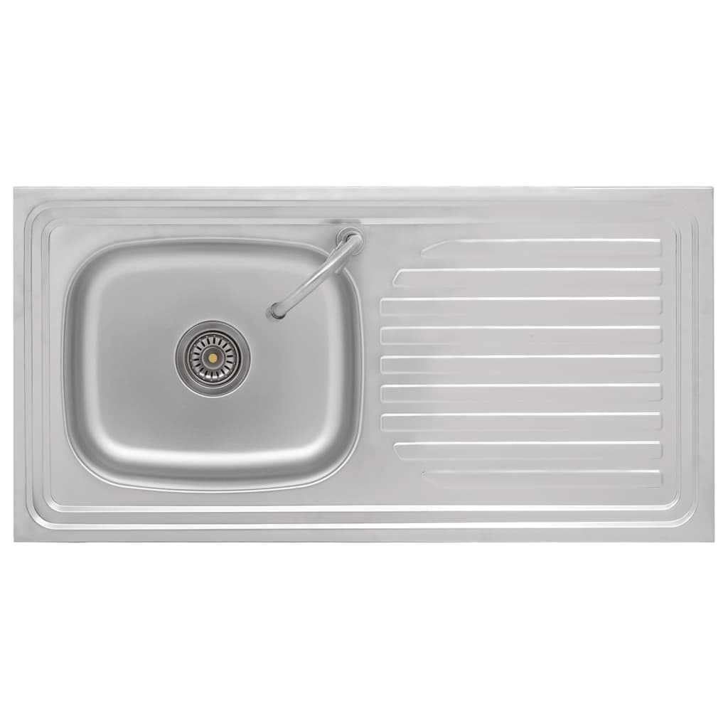 vidaXL Camping Sink Single Basin with Tap Stainless Steel