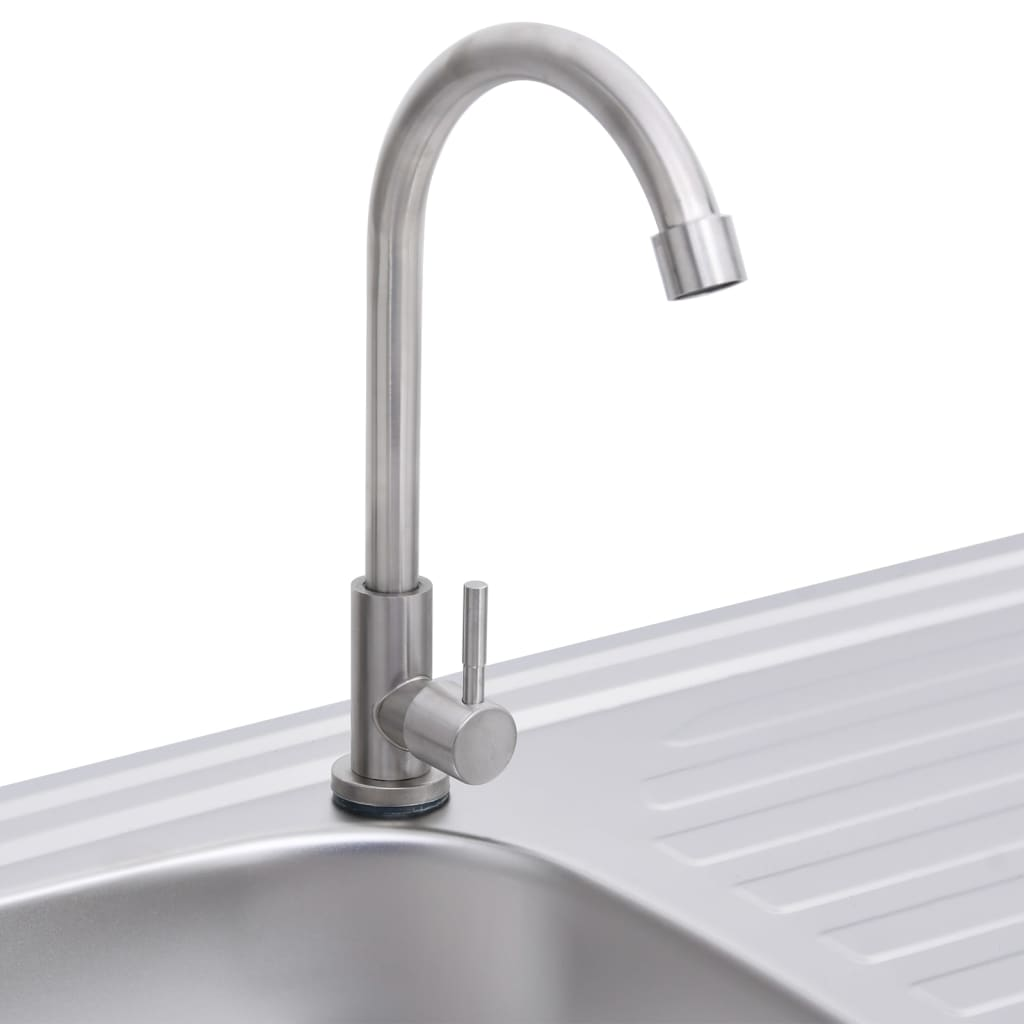 vidaXL Camping Sink Single Basin with Tap Stainless Steel