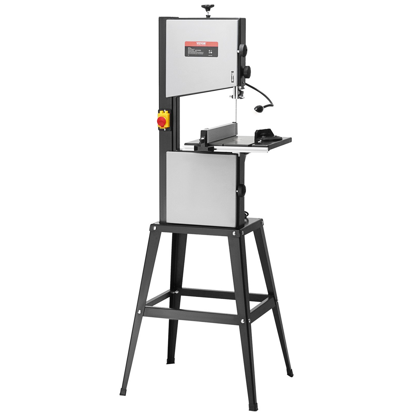 VEVOR Band Saw with Stand, 10-Inch, 560 & 1100 RPM Two-Speed Benchtop Bandsaw, 370W 0.5HP Motor with Metal Stand Optimized Work Light Workbench Fence and Miter Gauge, for Woodworking Aluminum Plastic