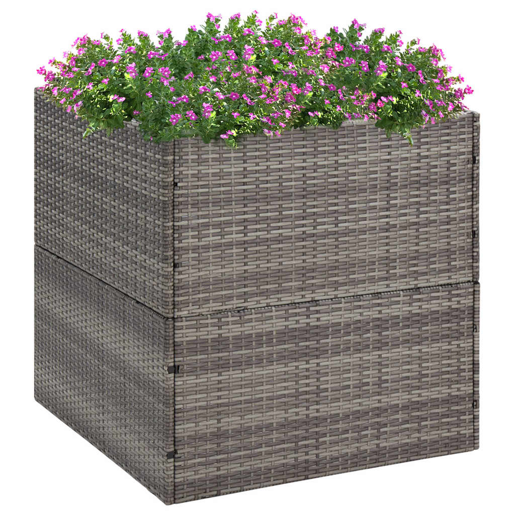 vidaXL Garden Planter Gray 31.5"x31.5"x31.5" Poly Rattan