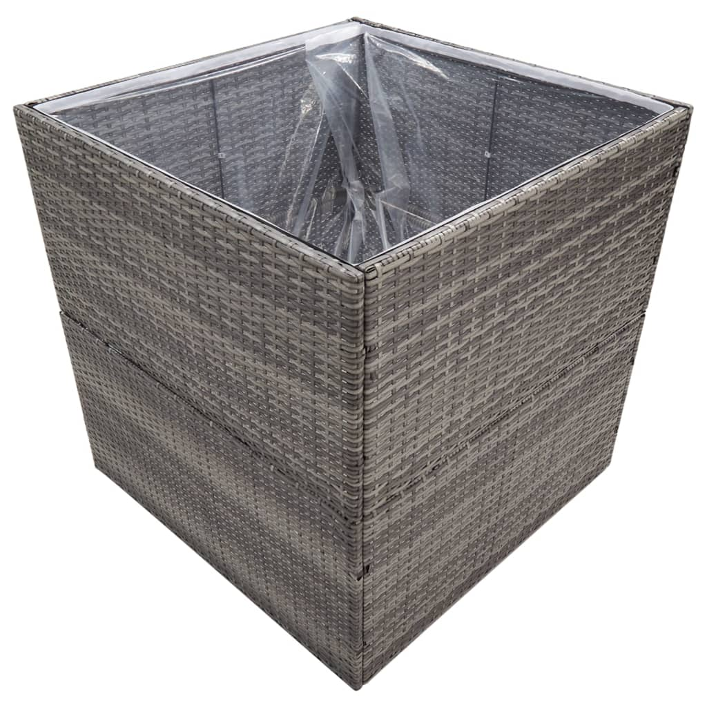 vidaXL Garden Planter Gray 31.5"x31.5"x31.5" Poly Rattan