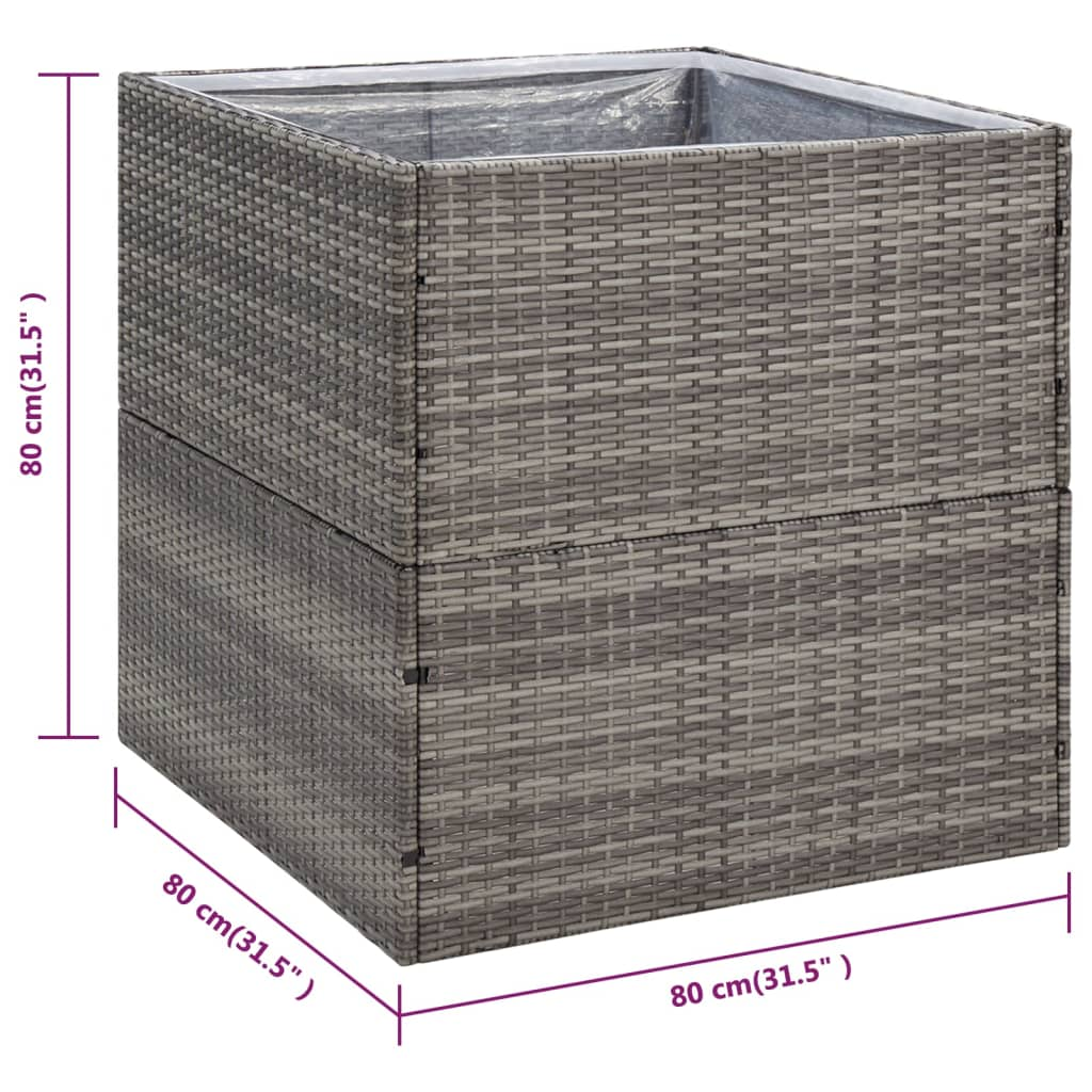 vidaXL Garden Planter Gray 31.5"x31.5"x31.5" Poly Rattan