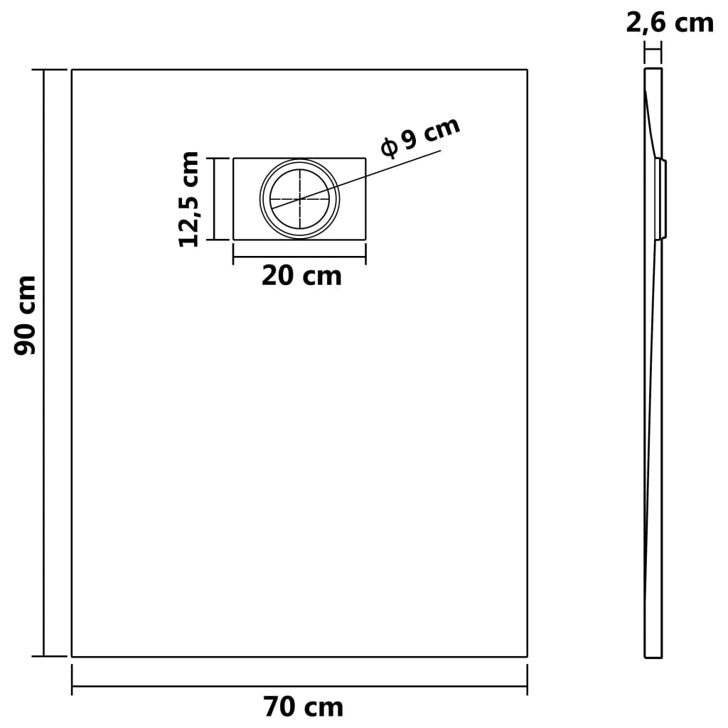 vidaXL Shower Base Tray SMC Gray 35.4"x27.6"