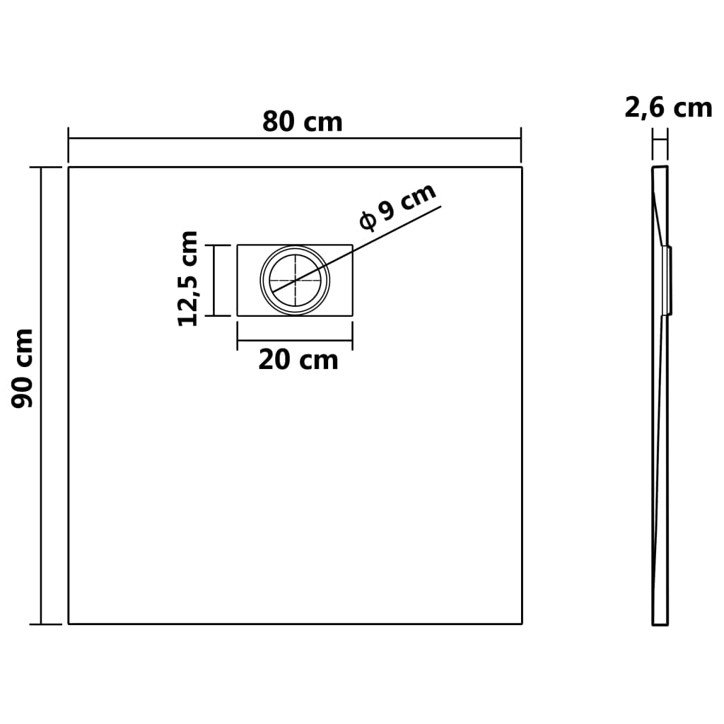 vidaXL Shower Base Tray SMC Gray 35.4"x31.5"