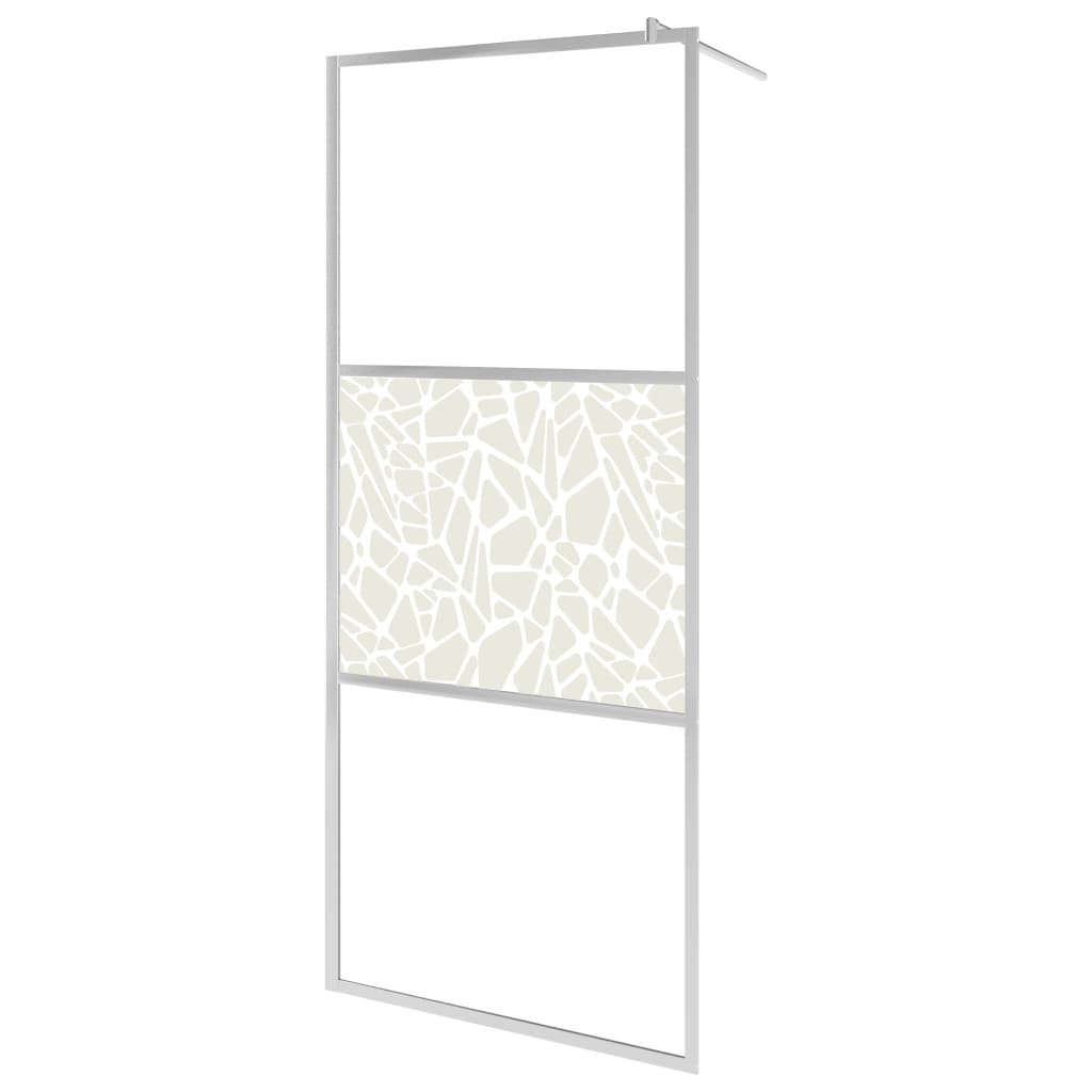 vidaXL Walk-in Shower Wall ESG Glass with Stone Design 31.5"x76.8"