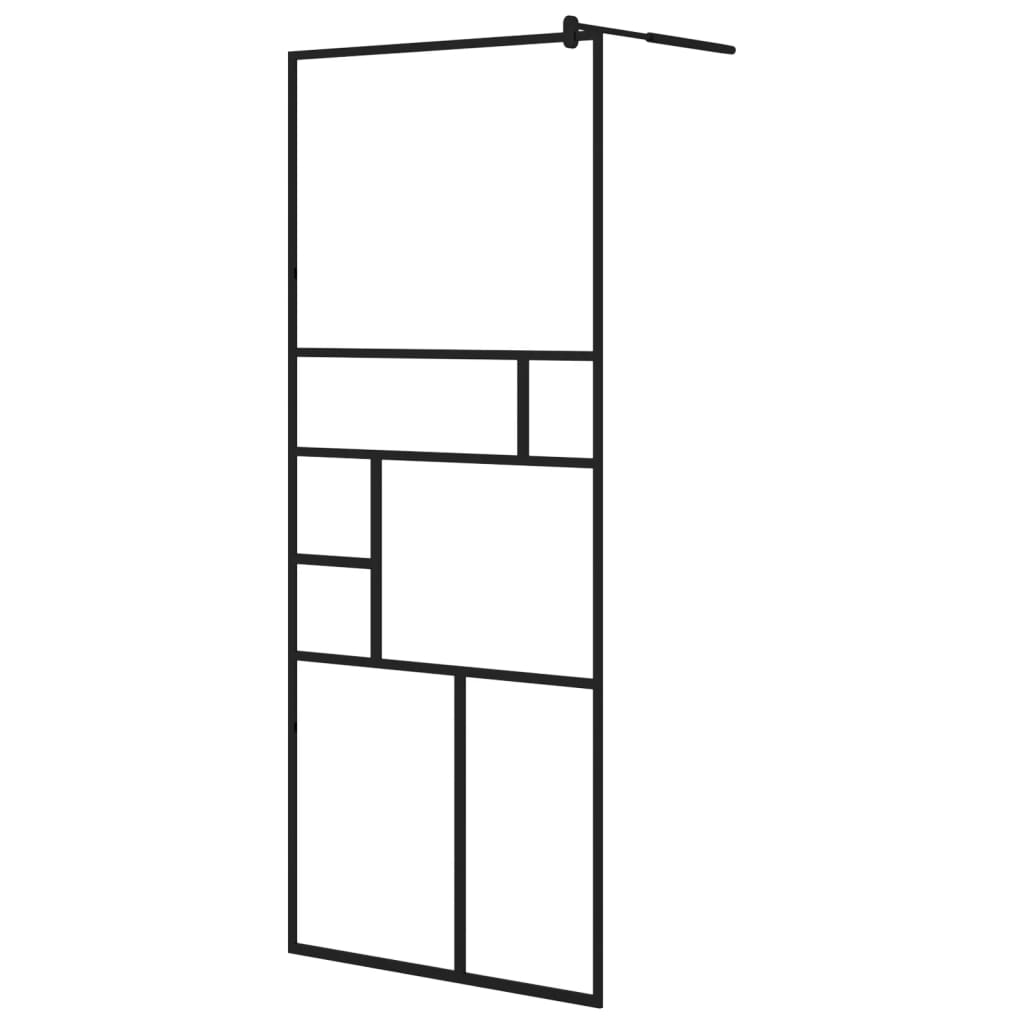 vidaXL Walk-in Shower Wall with Clear ESG Glass 31.5"x76.8" Black