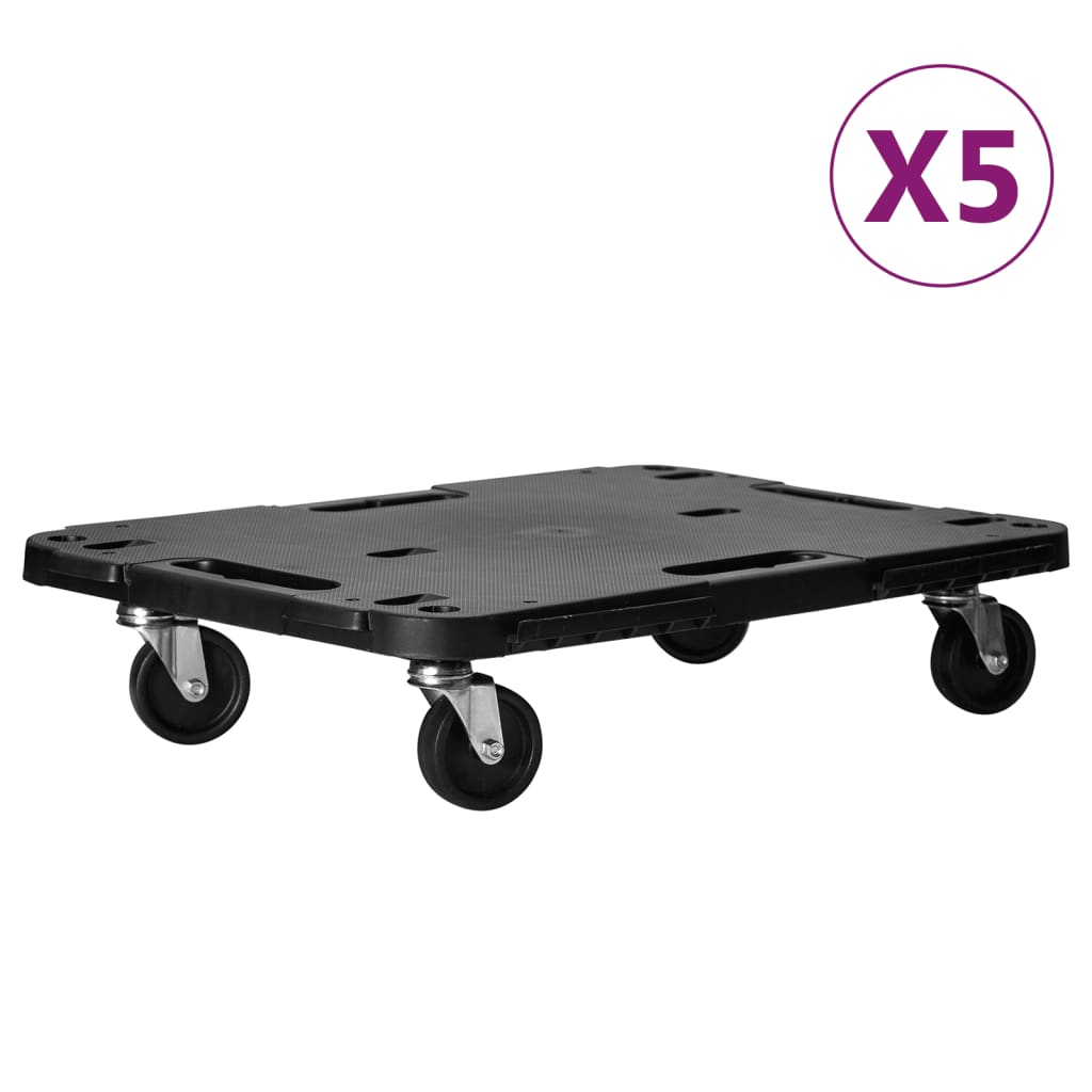 vidaXL Transport Trolleys 5 pcs Black 22.8"x15"x4.7" Polypropylene