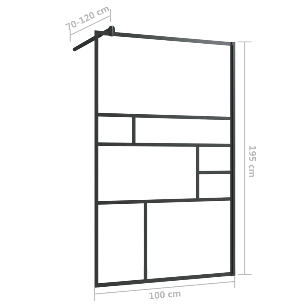 vidaXL Walk-in Shower Wall with Clear ESG Glass 39.4"x76.8" Black