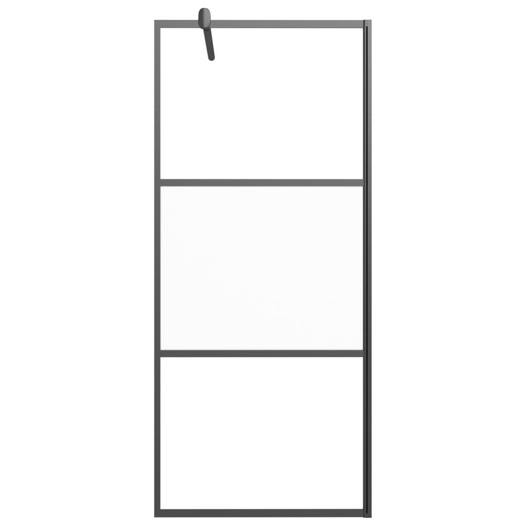 vidaXL Walk-in Shower Wall with Shelf Black 35.4"x76.8" ESG Glass&Aluminum