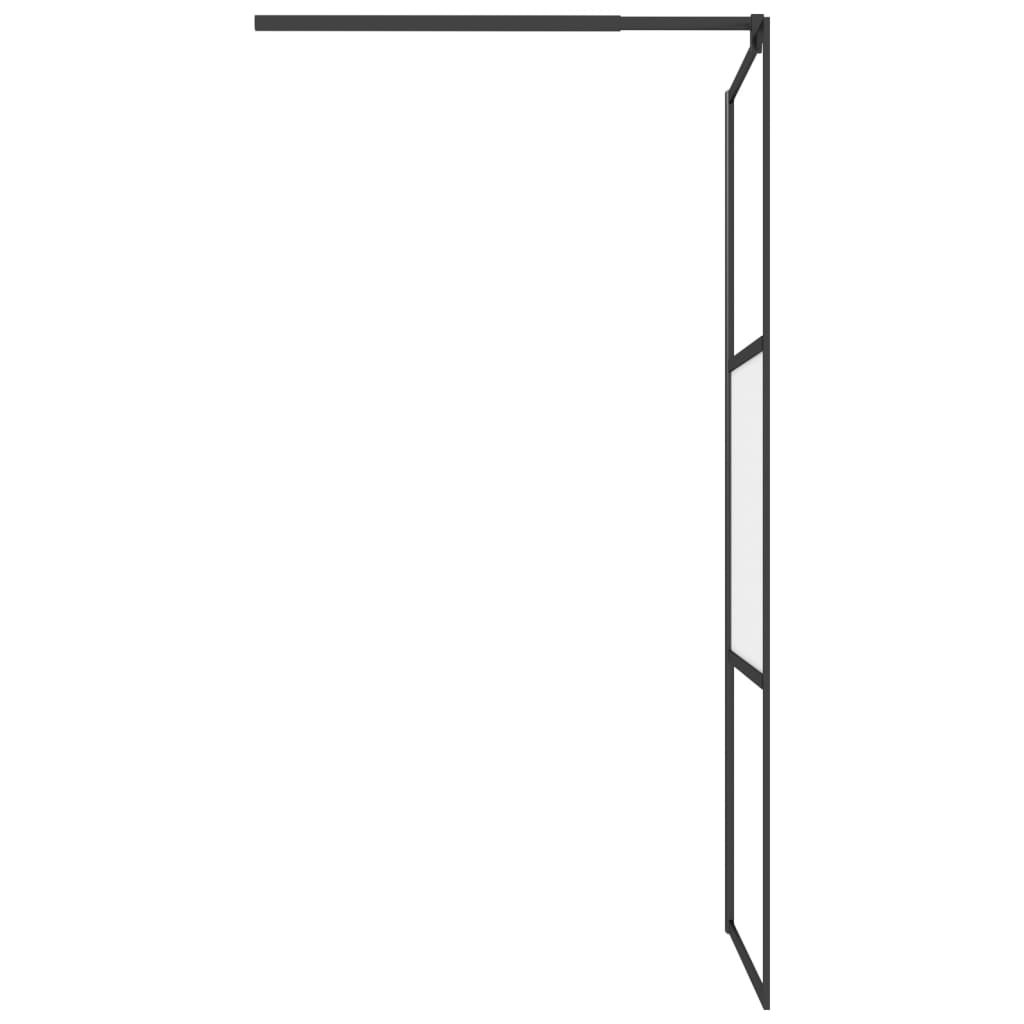 vidaXL Walk-in Shower Wall with Shelf Black 35.4"x76.8" ESG Glass&Aluminum