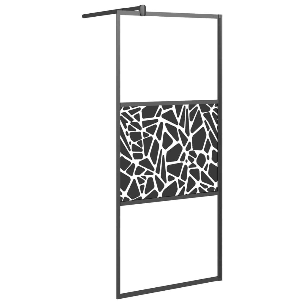 vidaXL Walk-in Shower Wall with Shelf Black 35.4"x76.8" ESG Glass&Aluminum