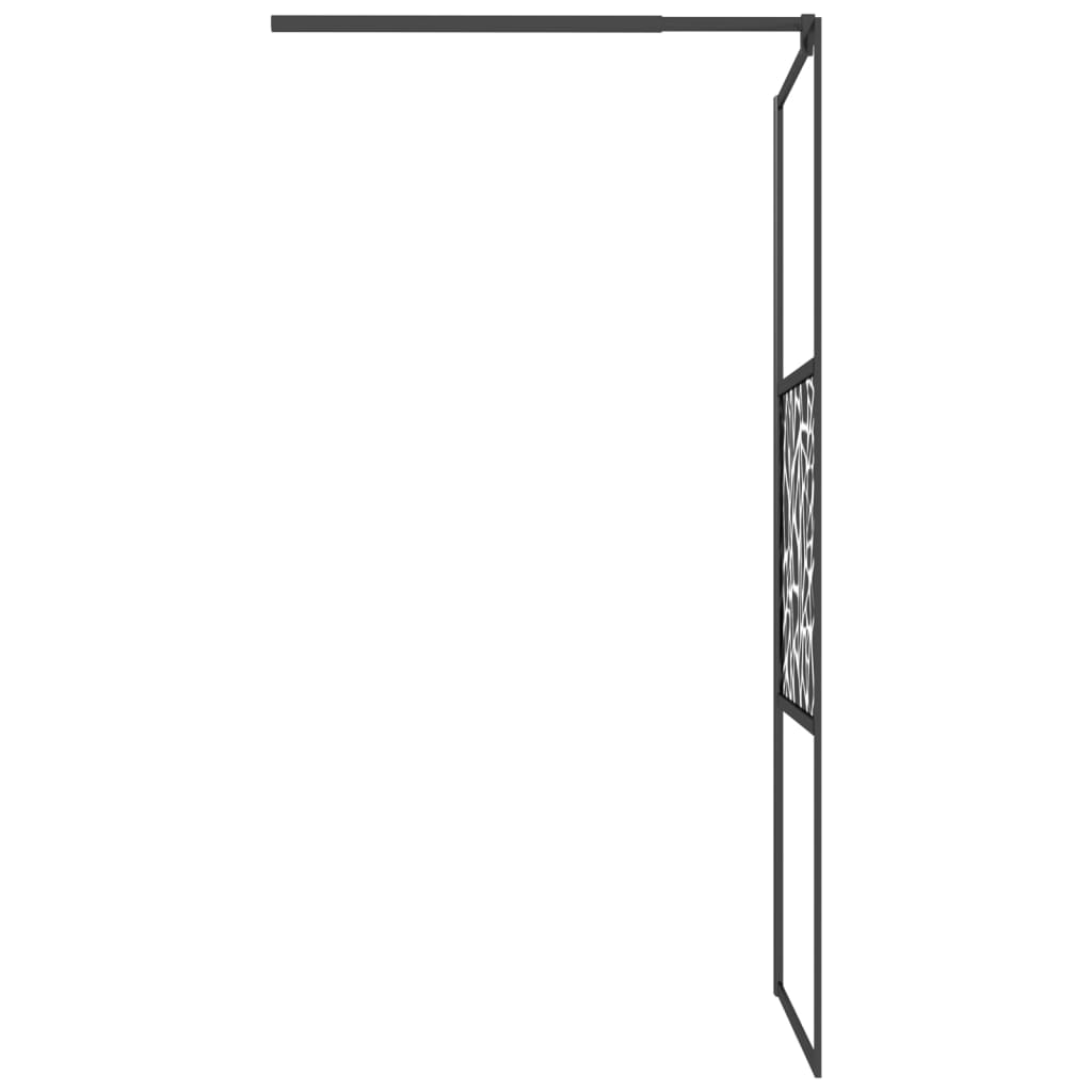 vidaXL Walk-in Shower Wall with Shelf Black 35.4"x76.8" ESG Glass&Aluminum