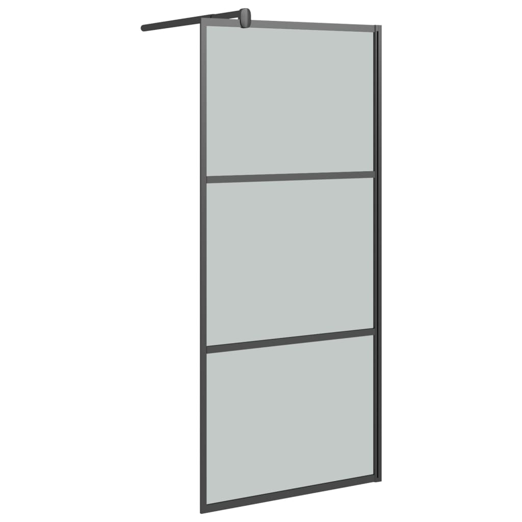 vidaXL Walk-in Shower Wall with Shelf Black 31.5"x76.8" ESG Glass&Aluminum