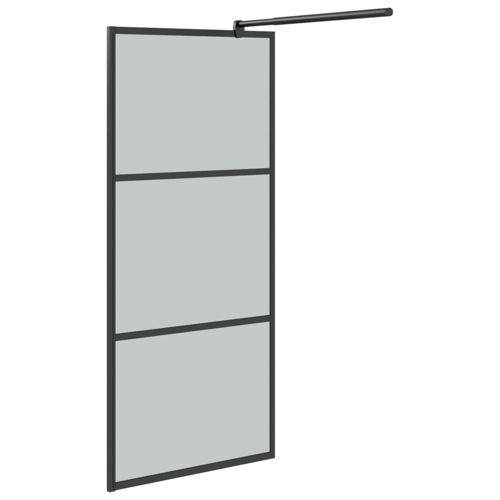 vidaXL Walk-in Shower Wall with Shelf Black 31.5"x76.8" ESG Glass&Aluminum