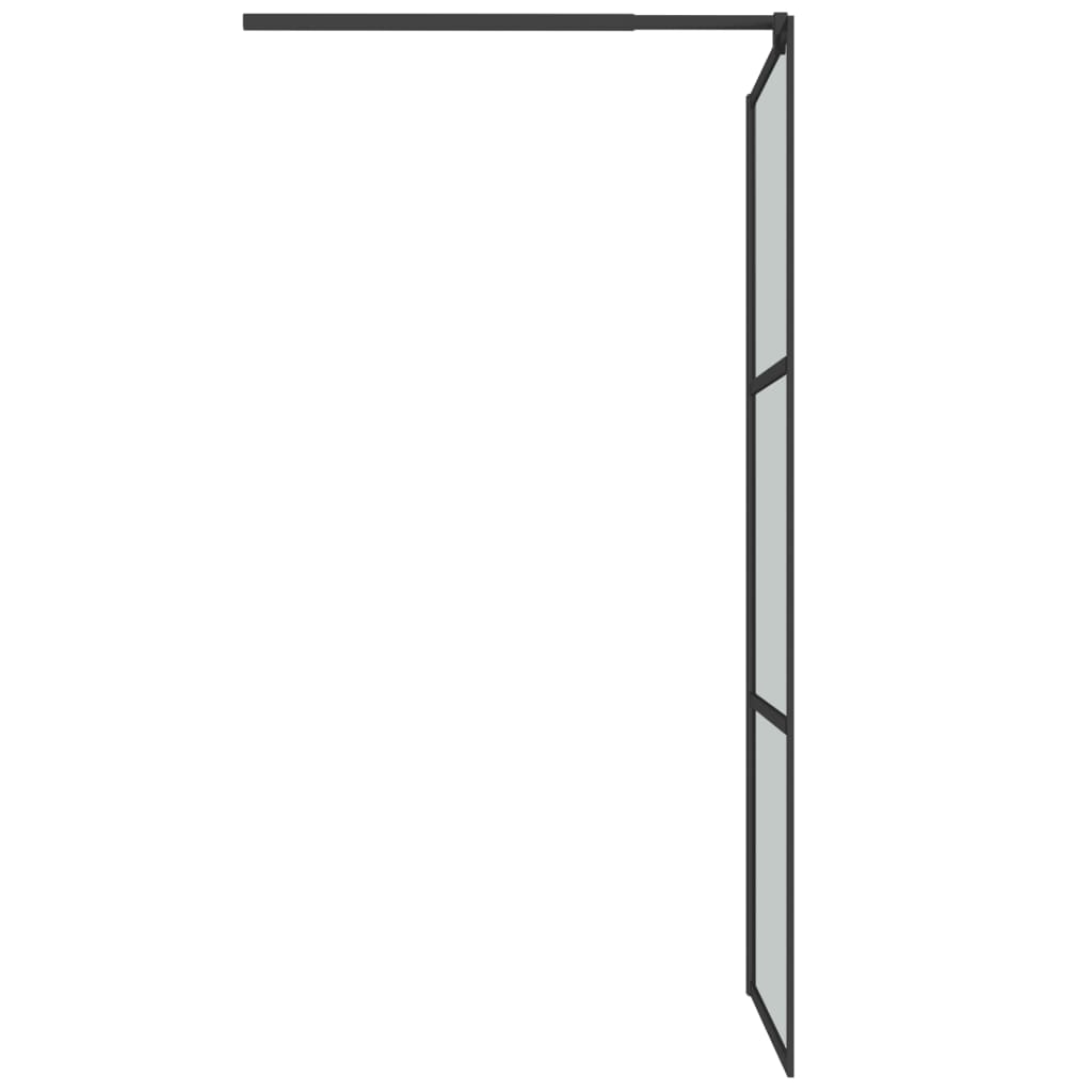 vidaXL Walk-in Shower Wall with Shelf Black 31.5"x76.8" ESG Glass&Aluminum