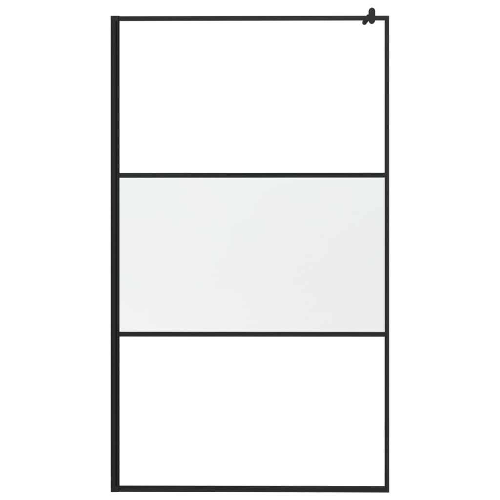 vidaXL Walk-in Shower Wall with Shelf Black 45.3"x76.8" ESG Glass&Aluminum