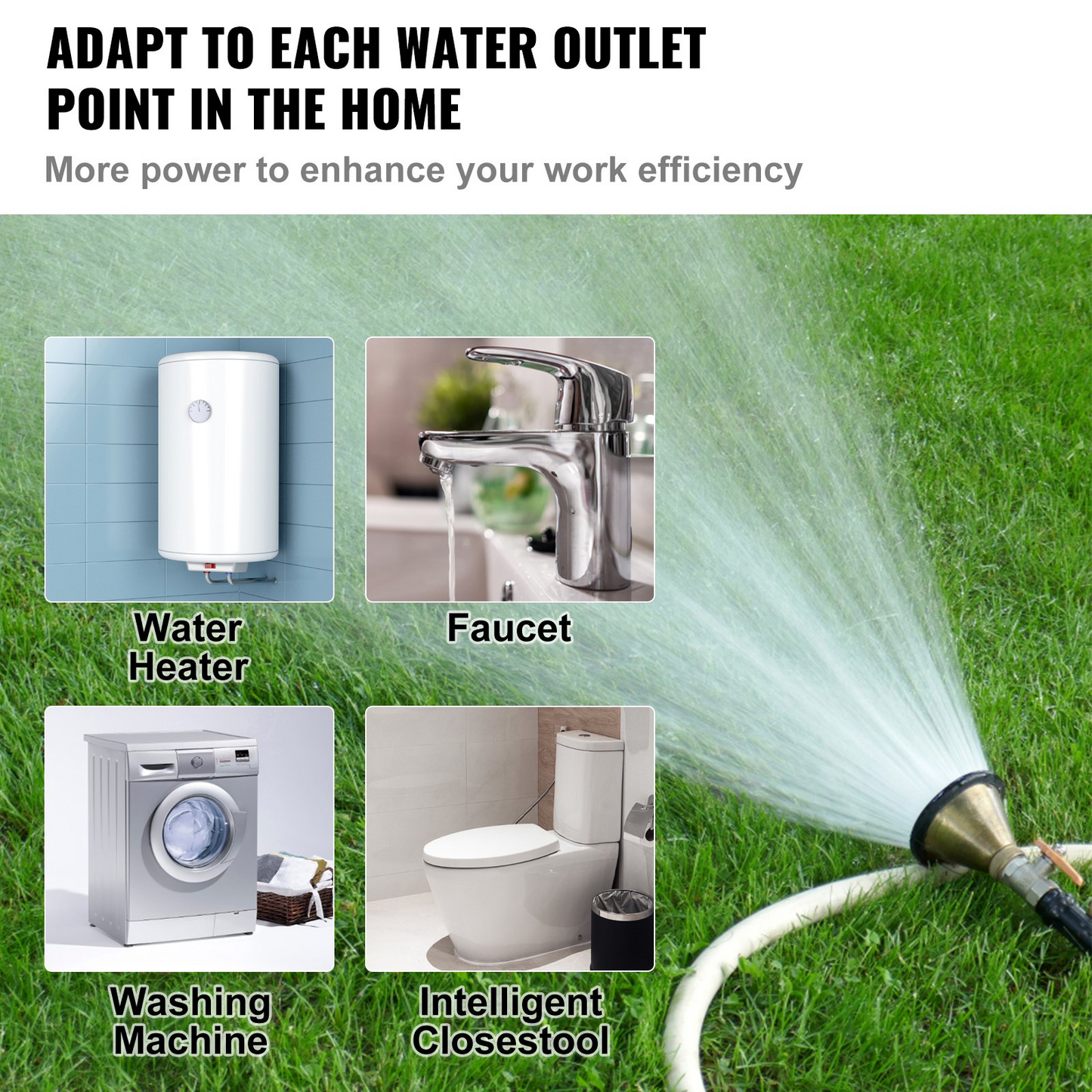 VEVOR 120W Water Pressure Booster Pump, 110V AC,396 GPH 21.75 PSI Household Home Automatic Pressure Booster Pump, Max Flow 25 L/min Shower Booster Pump with Water Flow Switch, for Whole House Shower