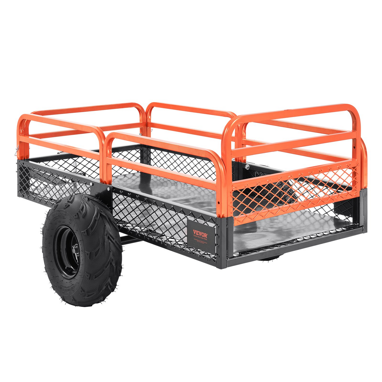 VEVOR Heavy Duty Steel ATV Dump Trailer, 1500-Pound Load Capacity 15 Cubic Feet, Tow Behind Dump Cart Garden Trailer, with Removable Sides and 2 Tires, for Mowers, Tractors, ATV, UTV