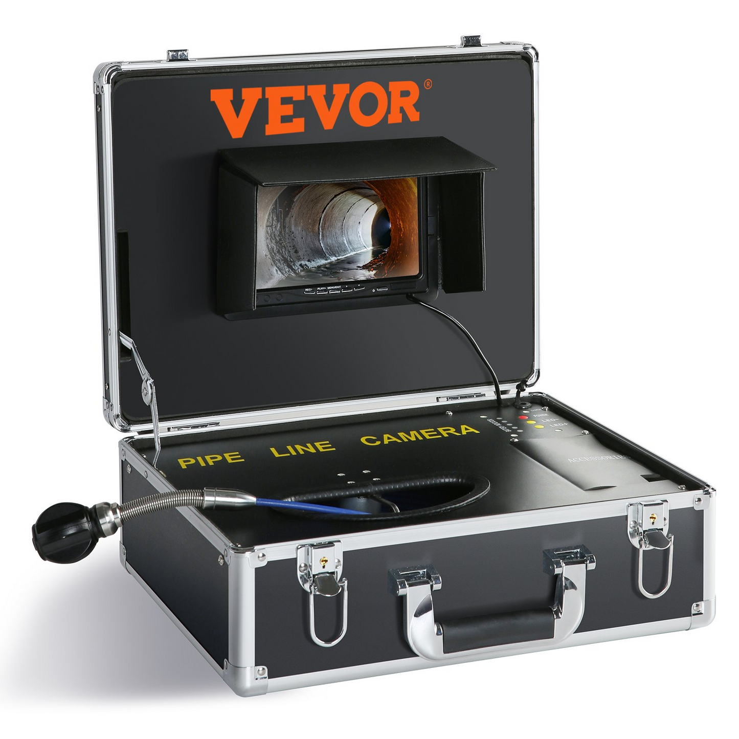 VEVOR Sewer Camera, 131 ft/40 m, 7" Screen Pipeline Inspection Camera with DVR Function, Waterproof IP68 Camera, 12pcs Adjustable LED, with a 16 GB SD Card for Sewer Line, Duct Drain Pipe Plumbing