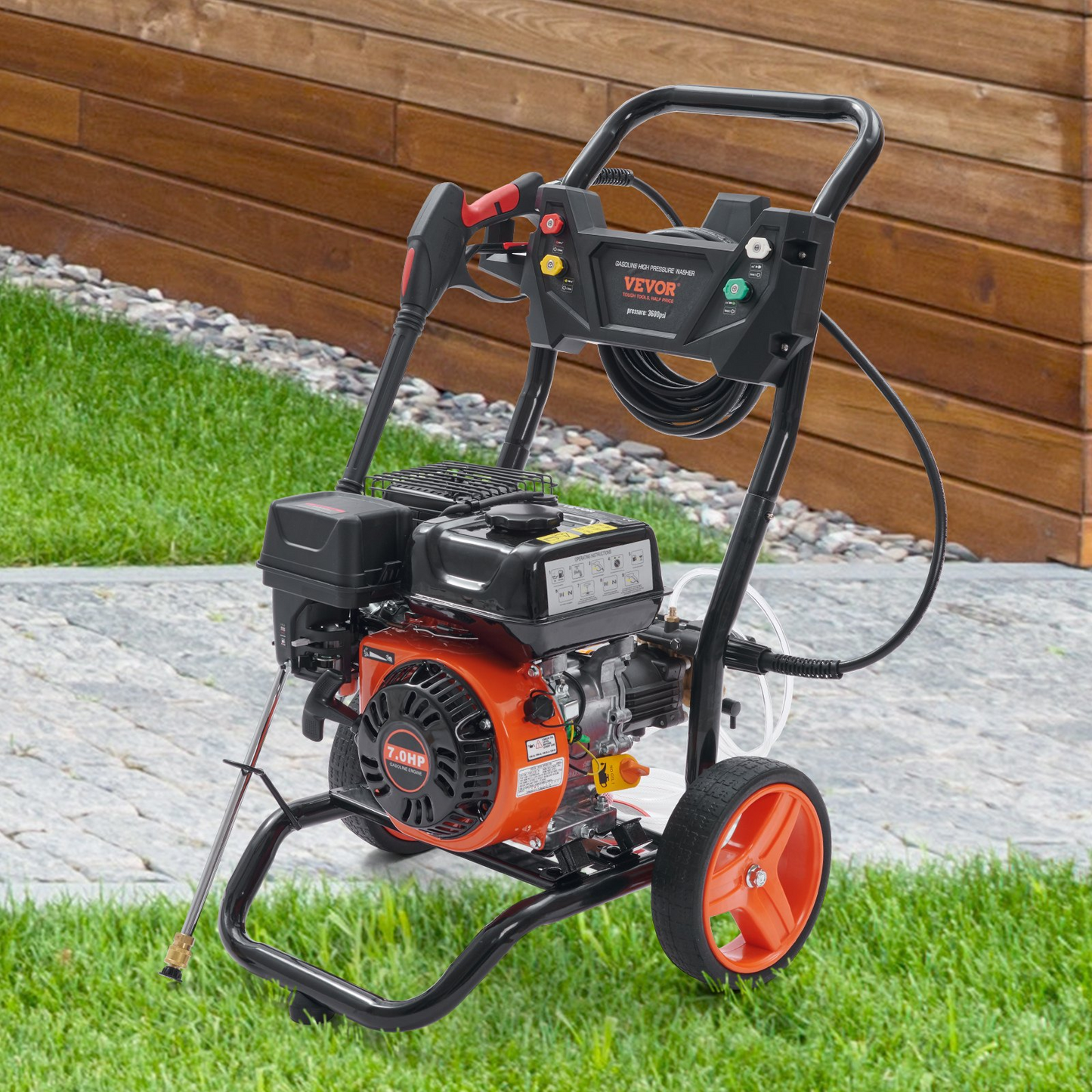 VEVOR Gas Pressure Washer, 3600 PSI 2.6 GPM, Gas Powered Pressure Washer with Copper Pump, Spray Gun and Extension Wand, 5 Quick Connect Nozzles, for Cleaning Cars, Homes, Driveways, Patios