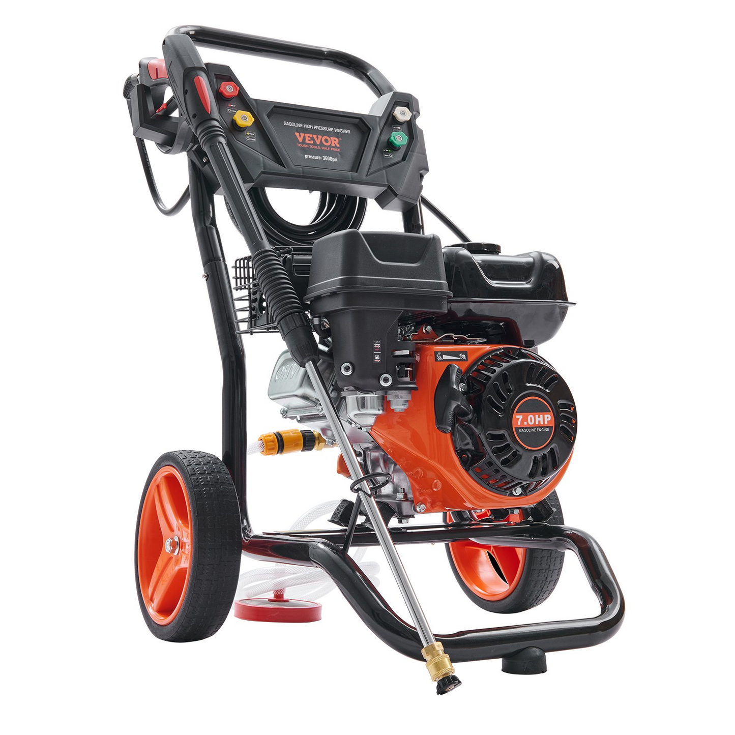 VEVOR Gas Pressure Washer, 3600 PSI 2.6 GPM, Gas Powered Pressure Washer with Copper Pump, Spray Gun and Extension Wand, 5 Quick Connect Nozzles, for Cleaning Cars, Homes, Driveways, Patios