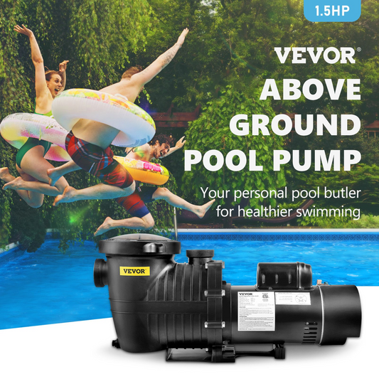 VEVOR Pool Pump 1.5HP 230V, Variable Dual Speed Pumps 1100W for Above Ground Pool, Powerful Self-priming Pump w/ Strainer Filter Basket, 5400 GPH Max. Flow, Energy Saving Swimming Pool Pump