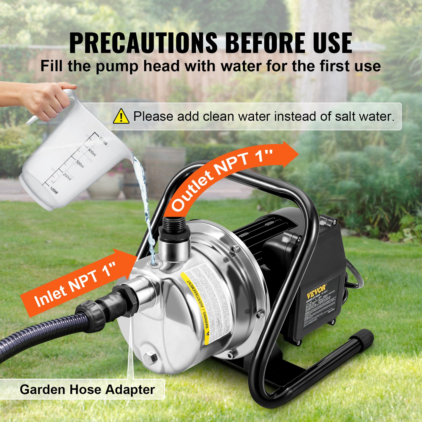 VEVOR Shallow Well Pump Portable Garden Water Jet Pump 1.5HP 1200GPH 164 ft Head