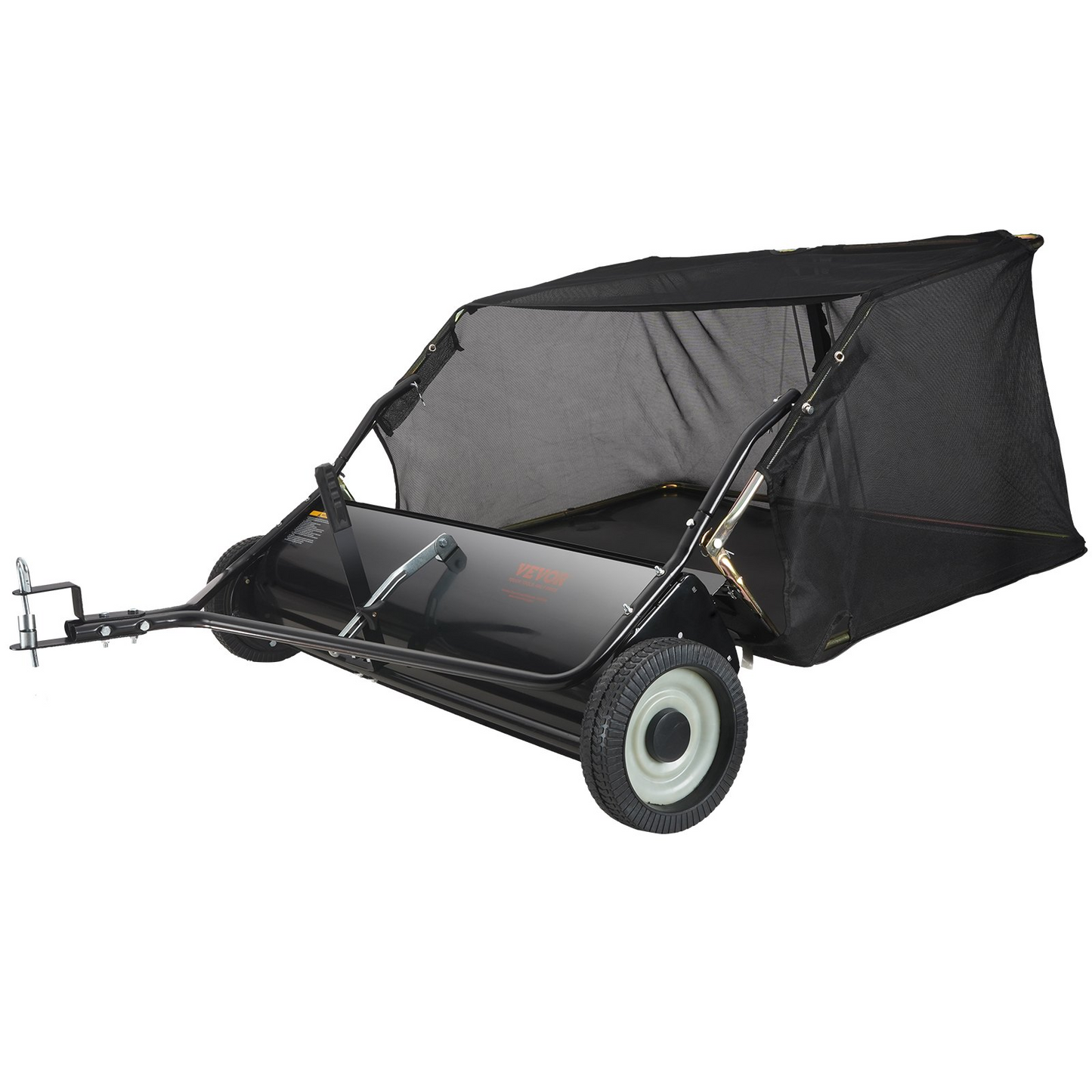 VEVOR Lawn Sweeper, 42.5", 25 cu. ft. Tow Behind Yard Sweeper, Dumping Rope Design & Heavy Duty, Durable to Use, Leaf & Grass Collector with Adjustable Sweeping Height for Picking Up Debris and Grass