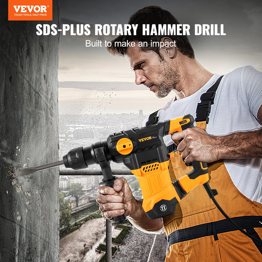 VEVOR Rotary Hammer Drill Corded Drills 1-1/4" 4 Modes SDS-Plus Chipping Hammers